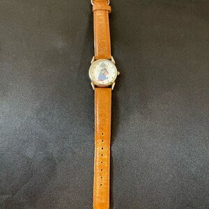 Disney Store Brown Leather Strap Eeyore Watch with Eeyore Dial